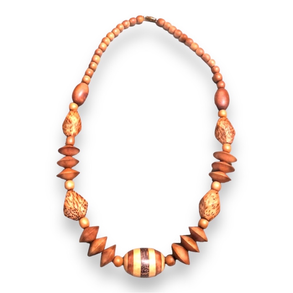 Vintage African wood bead necklace